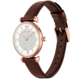 Buy Shop Emporio Armani Gianni T-Bar Silver Dial Brown Leather Strap Watch For Women - AR11269 USA Online