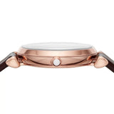Buy Shop Emporio Armani Gianni T-Bar Silver Dial Brown Leather Strap Watch For Women - AR11269 USA Online