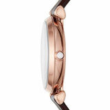 Buy Shop Emporio Armani Gianni T-Bar Silver Dial Brown Leather Strap Watch For Women - AR11269 USA Online