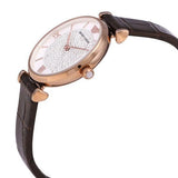 Buy Shop Emporio Armani Gianni T-Bar Silver Dial Brown Leather Strap Watch For Women - AR11269 USA Online