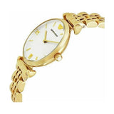 Buy Shop Emporio Armani Gianni T Bar Silver Dial Gold Stainless Steel Strap Watch For Women - AR1877 USA Online