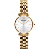 Buy Shop Emporio Armani Gianni T Bar Silver Dial Gold Stainless Steel Strap Watch For Women - AR1877 USA Online