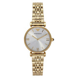 Buy Shop Emporio Armani Gianni T Bar Silver Dial Gold Stainless Steel Strap Watch For Women - AR1877 USA Online