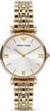 Buy Shop Emporio Armani Gianni T Bar Silver Dial Gold Stainless Steel Strap Watch For Women - AR1877 USA Online