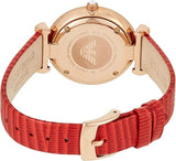 Buy Shop Emporio Armani Gianni T Bar Silver Dial Red Leather Strap Watch For Women - AR1876 USA Online