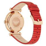 Buy Shop Emporio Armani Gianni T Bar Silver Dial Red Leather Strap Watch For Women - AR1876 USA Online
