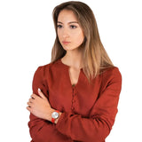 Buy Shop Emporio Armani Gianni T Bar Silver Dial Red Leather Strap Watch For Women - AR1876 USA Online