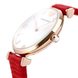 Buy Shop Emporio Armani Gianni T Bar Silver Dial Red Leather Strap Watch For Women - AR1876 USA Online