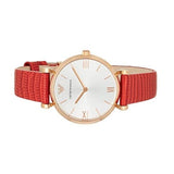 Buy Shop Emporio Armani Gianni T Bar Silver Dial Red Leather Strap Watch For Women - AR1876 USA Online
