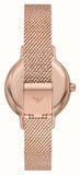 Buy Shop Emporio Armani Gianni T Bar Silver Dial Rose Gold Mesh Bracelet Watch For Women - AR1956 USA Online
