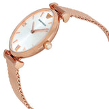 Buy Shop Emporio Armani Gianni T Bar Silver Dial Rose Gold Mesh Bracelet Watch For Women - AR1956 USA Online