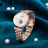 Buy Shop Emporio Armani Gianni T-Bar Silver Dial Rose Gold Steel Strap Watch For Women - AR60023 USA Online