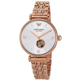 Buy Shop Emporio Armani Gianni T-Bar Silver Dial Rose Gold Steel Strap Watch For Women - AR60023 USA Online