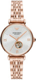 Buy Shop Emporio Armani Gianni T-Bar Silver Dial Rose Gold Steel Strap Watch For Women - AR60023 USA Online
