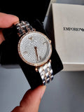 Buy Shop Emporio Armani Gianni T-Bar Silver Dial Two Tone Steel Strap Watch For Women - AR11293 USA Online