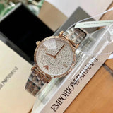 Buy Shop Emporio Armani Gianni T-Bar Silver Dial Two Tone Steel Strap Watch For Women - AR11293 USA Online