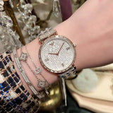Buy Shop Emporio Armani Gianni T-Bar Silver Dial Two Tone Steel Strap Watch For Women - AR11293 USA Online