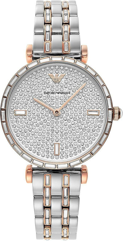 Buy Shop Emporio Armani Gianni T-Bar Silver Dial Two Tone Steel Strap Watch For Women - AR11293 USA Online