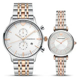 Buy Shop Emporio Armani Gianni T Bar Silver Dial Two Tone Steel Strap Watch for Women - AR11537 USA Online