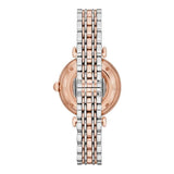 Buy Shop Emporio Armani Gianni T Bar Silver Skeleton Dial Two Tone Strap Watch For Women - AR1992 USA Online