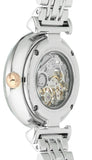 Buy Shop Emporio Armani Gianni T Bar Silver Skeleton Dial Two Tone Strap Watch For Women - AR1992 USA Online