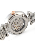 Buy Shop Emporio Armani Gianni T Bar Silver Skeleton Dial Two Tone Strap Watch For Women - AR1992 USA Online