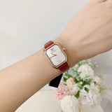 Buy Shop Emporio Armani Gianni T Bar Two-Hand Mother of Pearl Dial Red Leather Strap Watch For Women - AR11467 USA Online