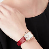 Buy Shop Emporio Armani Gianni T Bar Two-Hand Mother of Pearl Dial Red Leather Strap Watch For Women - AR11467 USA Online
