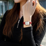 Buy Shop Emporio Armani Gianni T Bar Two-Hand Mother of Pearl Dial Red Leather Strap Watch For Women - AR11467 USA Online