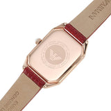 Buy Shop Emporio Armani Gianni T Bar Two-Hand Mother of Pearl Dial Red Leather Strap Watch For Women - AR11467 USA Online
