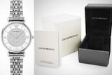 Buy Shop Emporio Armani Gianni T Bar White Crystal Pave Dial Silver Stainless Steel Strap Watch For Women - AR1925 USA Online