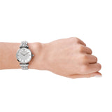 Buy Shop Emporio Armani Gianni T Bar White Crystal Pave Dial Silver Stainless Steel Strap Watch For Women - AR1925 USA Online
