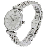 Buy Shop Emporio Armani Gianni T Bar White Crystal Pave Dial Silver Stainless Steel Strap Watch For Women - AR1925 USA Online