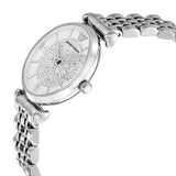 Buy Shop Emporio Armani Gianni T Bar White Crystal Pave Dial Silver Stainless Steel Strap Watch For Women - AR1925 USA Online