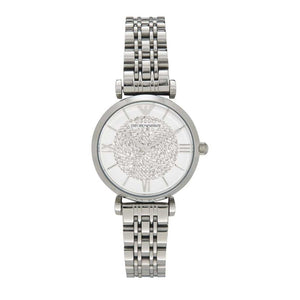 Buy Shop Emporio Armani Gianni T Bar White Crystal Pave Dial Silver Stainless Steel Strap Watch For Women - AR1925 USA Online