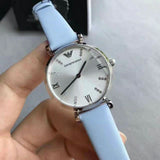 Buy Shop Emporio Armani Gianni T-Bar White Dial Blue Leather Strap Watch for Women - AR1928 USA Online