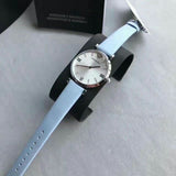 Buy Shop Emporio Armani Gianni T-Bar White Dial Blue Leather Strap Watch for Women - AR1928 USA Online