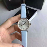 Buy Shop Emporio Armani Gianni T-Bar White Dial Blue Leather Strap Watch for Women - AR1928 USA Online
