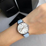 Buy Shop Emporio Armani Gianni T-Bar White Dial Blue Leather Strap Watch for Women - AR1928 USA Online