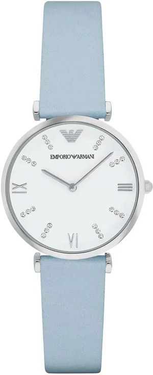 Buy Shop Emporio Armani Gianni T-Bar White Dial Blue Leather Strap Watch for Women - AR1928 USA Online