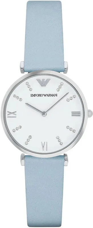 Buy Shop Emporio Armani Gianni T-Bar White Dial Blue Leather Strap Watch for Women - AR1928 USA Online