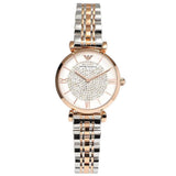 Buy Shop Emporio Armani Gianni T Bar White Dial Two Tone Steel Strap Watch For Women - AR1926 USA Online
