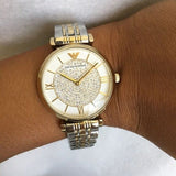 Buy Shop Emporio Armani Gianni T Bar White Dial Two Tone Steel Strap Watch For Women - AR8031 USA Online