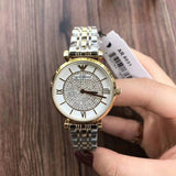 Buy Shop Emporio Armani Gianni T Bar White Dial Two Tone Steel Strap Watch For Women - AR8031 USA Online
