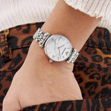 Buy Shop Emporio Armani Gianni T Bar White Marble Dial Silver Steel Strap Watch For Women - AR11170 USA Online