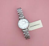 Buy Shop Emporio Armani Gianni T Bar White Marble Dial Silver Steel Strap Watch For Women - AR11170 USA Online