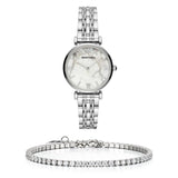 Buy Shop Emporio Armani Gianni T Bar White Marble Dial Silver Steel Strap Watch For Women - AR11170 USA Online