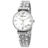 Buy Shop Emporio Armani Gianni T Bar White Marble Dial Silver Steel Strap Watch For Women - AR11170 USA Online