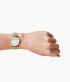 Buy Shop Emporio Armani Gianni T Bar White Mother of Pearl Dial Gold Steel Strap Watch For Women - AR1907 USA Online