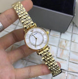 Buy Shop Emporio Armani Gianni T Bar White Mother of Pearl Dial Gold Steel Strap Watch For Women - AR1907 USA Online